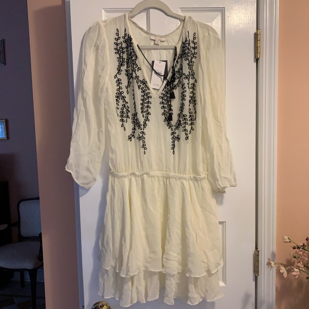 NWT! Ella Moss White with black Embroidery Dress - Picture 3 of 5
